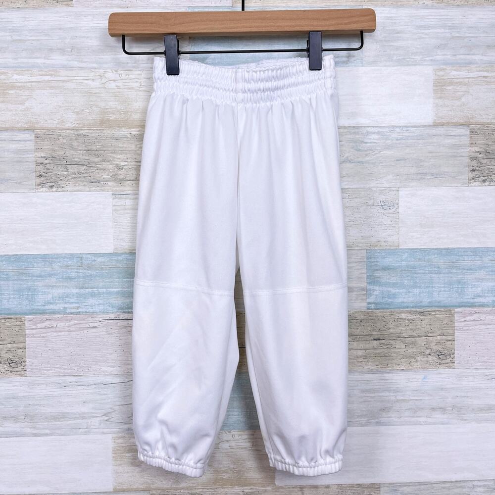 Adidas Climalite Baseball Pants White Elastic Waist Youth Unisex Boys XS